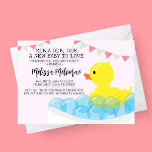 Invitation Rub A Dub Dub Dub, Caoutchouc Baby shower