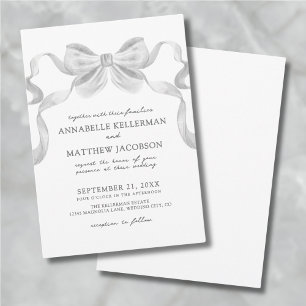 Invitation Ruban à nœud fantaisiste moderne Élégant mariage