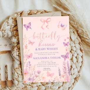 Invitation ruban à nœud papillon rose bébé shower