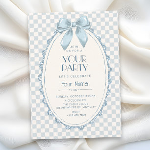 Invitation Ruban bleu classique