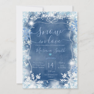 Invitation Ruban Bleu Neige en Amour Flocon de Neige Shower d