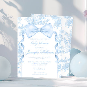 Invitation Ruban de nœud papillon en toile bleue française po