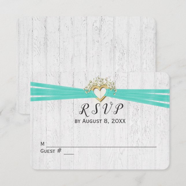 Invitation Ruban de réponse de mariage en forme de cœur (Devant / Derrière)