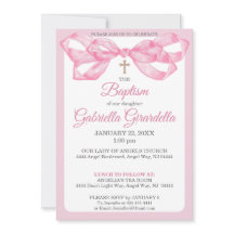 Ruban élégant rose en aquarelle pour baptême