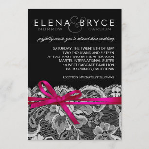 Invitation Ruban et dentelle d'arcs épousant le fuschia noir