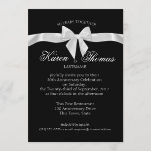 Invitation Ruban noir et blanc 50e anniversaire