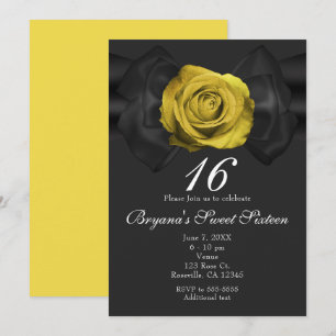 Invitation Ruban noir et rose jaune TOUTES LES COULEURS Invit