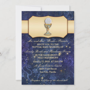 Invitation Ruban Or Avec Chalice Eucharistie