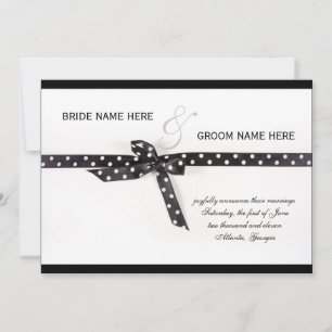 Invitation Ruban point Polka noir et blanc