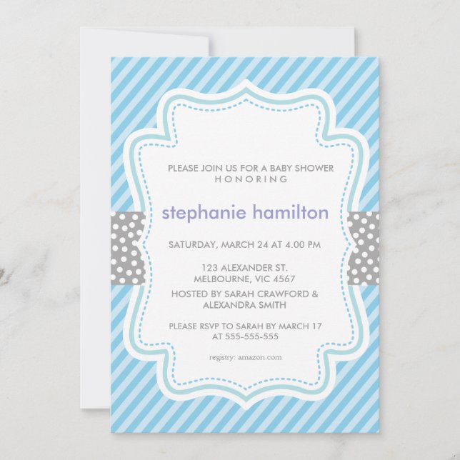 Invitation Ruban pois de bébé de sexe féminin (Devant)