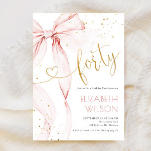 Invitation Ruban Rose 40e Anniversaire