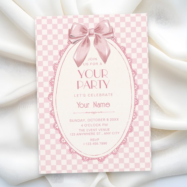 Invitation Ruban rose classique (Créateur téléchargé)