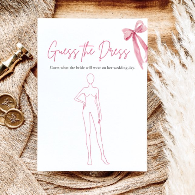 Invitation Ruban Rose Devinez La Robe Jeu De Baby Shower Mari (Pink Bow Guess The Dress Bridal Shower Game)