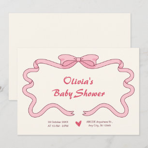 Invitation Ruban rose doux baby shower