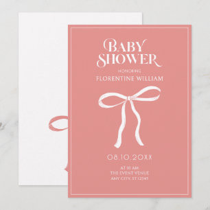 Invitation Ruban rose pastel Baby shower