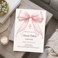 Ruban Rose Perles d'Ivoire Fille Élégante Baptême