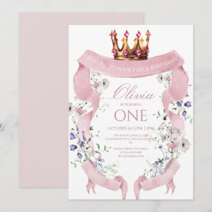 Invitation Rubans à nœud papillon Floral rose Coquette pour u