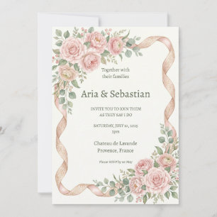 Invitation Rubans de rose rose mariage