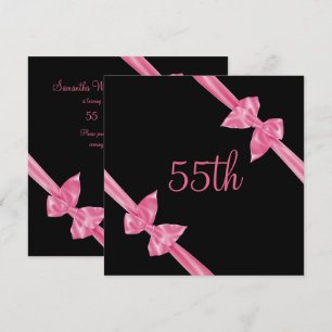 Invitation Rubans de satin rose élégants 55e anniversaire