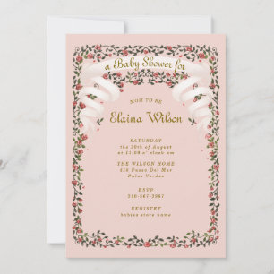 Invitation Rubans et Baby shower rose Rose