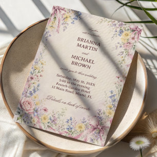 Invitation Rubans Floraux Pastel Vintage