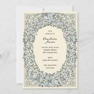 Invitation Rubans rose et bleu et Baby shower Rose