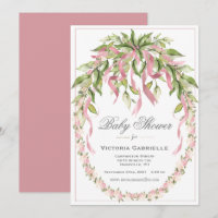 Rubans roses couronne fleurie Élégant Baby shower