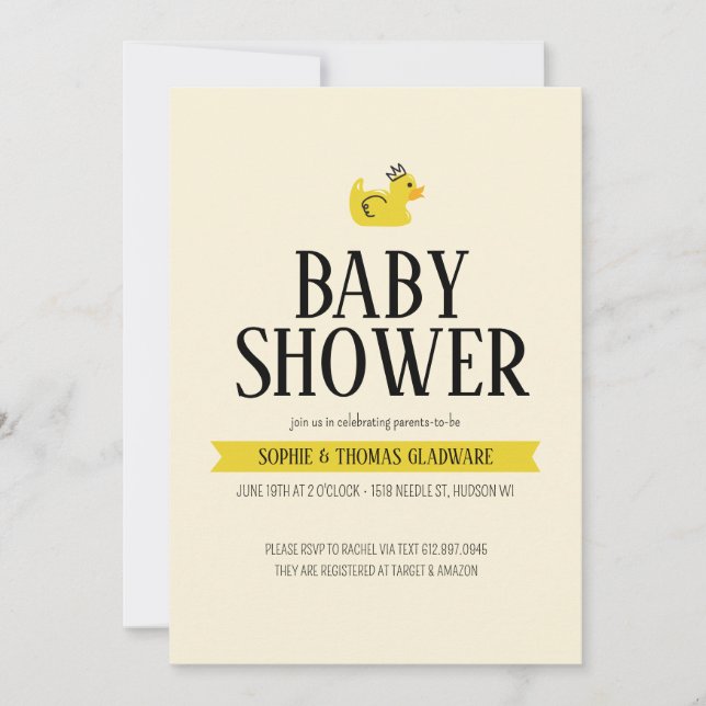 Invitation Rubber Canard Couples neutres selon le sexe Baby s (Devant)
