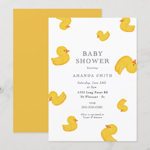 Invitation Rubber Canard Jaune Rub Un Dub Dub Baby shower Inv