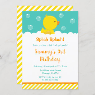 Invitation Rubber Ducky Anniversaire Party Jaune et vert