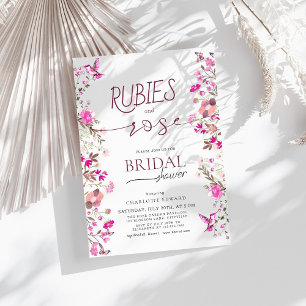 Invitation Rubis aquarelle et Fête des mariées florale Rose