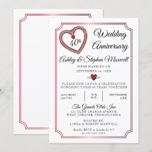 Invitation Rubis   Diamants Fête d'anniversaire de mariage de