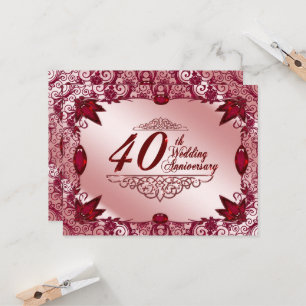 Invitation Ruby 40e anniversaire du Mariage 4.25x5.5 Invitati