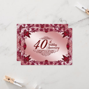 Invitation Ruby 40e anniversaire du Mariage 4.5x6.25 Invitati