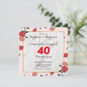 Invitation Ruby 40e anniversaire Mariage typographie personna