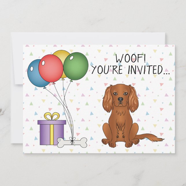 Invitation Ruby Cavalier King Charles Spaniel Dog - Anniversa (Devant)