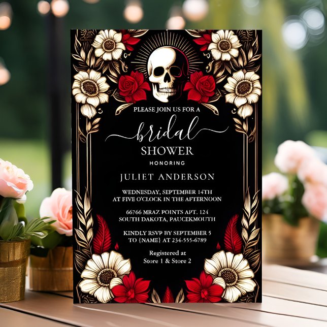 Invitation Ruby Claret Coeur blanc Rouge Fête des mariées noi (Créateur téléchargé)
