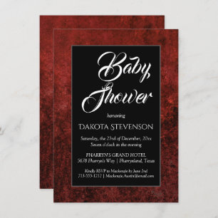 Invitation Ruby Crimson Rouge Classic Grunge Baby shower