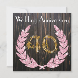 Invitation Ruby Diamond Laurel Gold 40e anniversaire du Maria