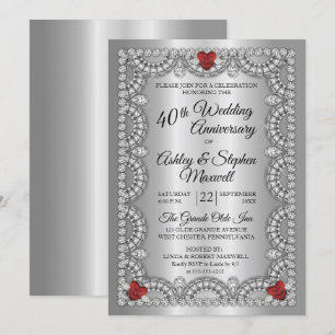 Invitation Ruby et Diamond 40e anniversaire Mariage