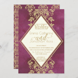 Invitation Ruby et Gold Mariage damassé