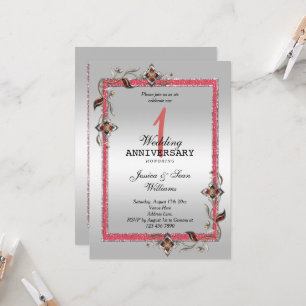 Invitation Ruby Gem, Parties scintillant & Silver 1er Mariage