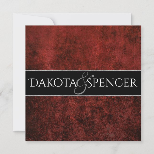 Invitation Ruby Mariage Scarlet Garnet Crimson rouge et noir (Devant)