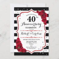 Ruby Red 40e Anniversaire - Rayures Noires et Blan