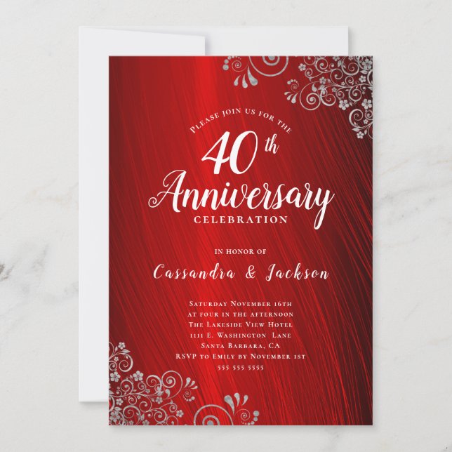 Invitation Ruby Red 40th Anniversary Party (Devant)