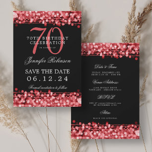 Invitation Ruby Red 70th Birthday Enregistrer la date avec le