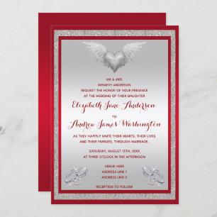 Invitation Ruby Red, Bagues étincelantes et Mariage de coeur 