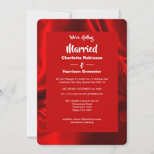 Invitation Ruby Red Elegant Rippled Silky Satin Classy