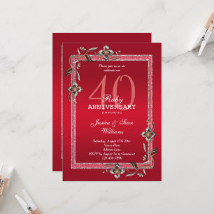 Invitation Ruby Red Gems & Parties scintillant Ruby 40E Maria