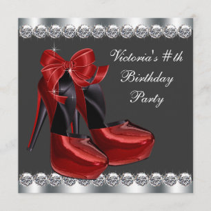 Invitation Ruby Red High Heel Chaussure Anniversaire